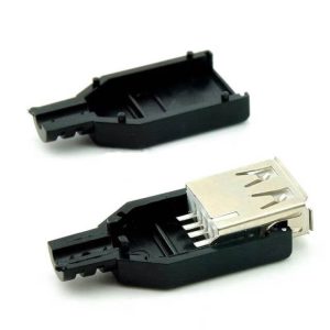 Ficha USB A Fêmea 2.0 4 pinos p/ Soldar