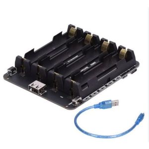 Suporte de Bateria 18650 c/ Placa de Carregamento – 4 Vias