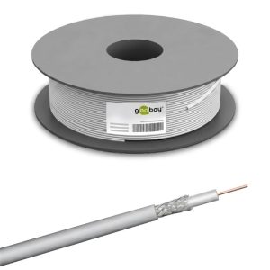 Cabo Coaxial Antena Dupla Blindagem 100dB Branco – 100 metros GOOBAY