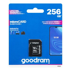 Cartão de Memória 256 GB UHS-I MicroSD + Adaptador SD (CLASS 10) – GOODRAM