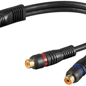 Cabo Adaptador 2 RCA Fêmea – 1 RCA Macho (20cm)