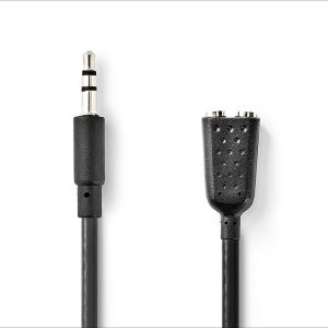 Cabo Splitter Stereo Jack 3.5mm Macho – 2x Jack 3.5mm Fêmea Stereo (20cm)
