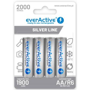 Blister 4 Pilhas AA Recarregáveis 1.2V Ni-Mh 2000mAh – everActive