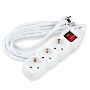 Extensão branca 3 tomadas c/ interruptor 5 metros