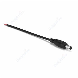 Ficha DC Macho 5.5 x 2.1 mm c/ cabo Preto