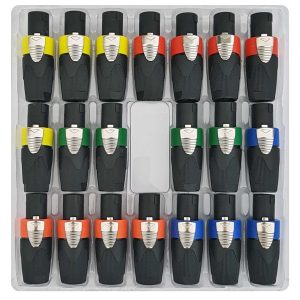 Ficha speakon 4P macho (tipo neutrik) coloridas alta qualidade (pack 20 unidades)