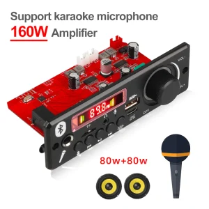 Leitor c/ Amplificador 80+80W USB-MP3/WMA Bluetooth +Microfone+FM+Comando