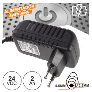 Alimentador AC/DC 24V 2A c/ Ficha 5.5×2.5mm – 48W