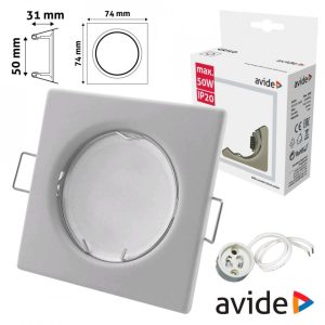 Aro Quadrado Fixo Branco p/ MR16 ou GU10 AVIDE