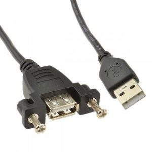 Cabo Extensão USB 2.0 A Macho / Fêmea Painel de Parafuso 30cm