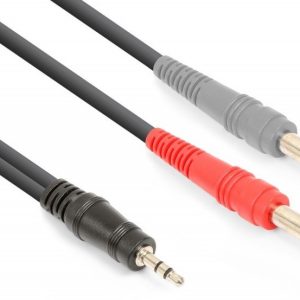 Cabo Jack 3.5mm Macho Stéreo – 2x Jack 6.35mm Macho Mono (6 mts) – VONYX