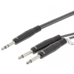 Cabo Jack 6.3mm Macho Stereo / 2x Jack 6.3mm Macho Mono – 5 metros