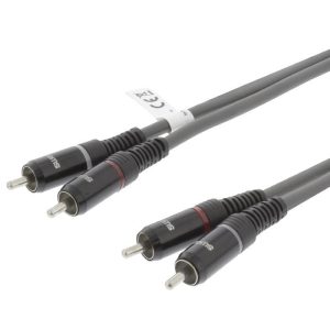 Cabo Profissional 2x RCA Macho / Macho 3 metros – Nedis