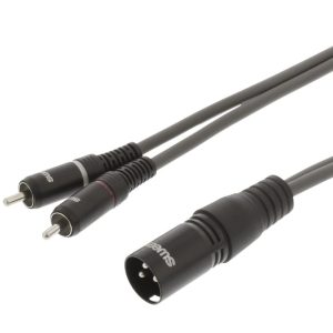 Cabo Stereo XLR Macho de 3 pinos / 2x RCA Macho 10 metros – SWEEX