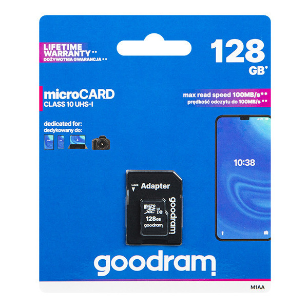 Cartão de Memória 128 GB UHS-I MicroSD + Adaptador SD (CLASS 10) – GOODRAM