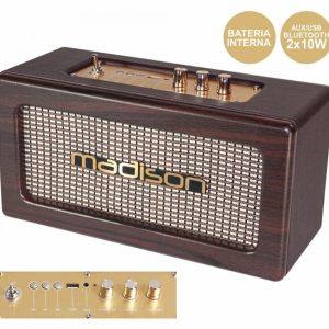 Coluna Portátil Bluetooth Vintage 2x10W USB MADISON