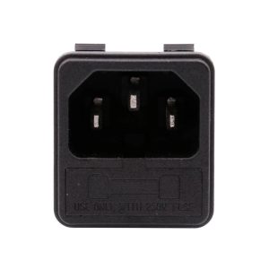 Tomada Macho c14 de encaixe com suporte para fusivel