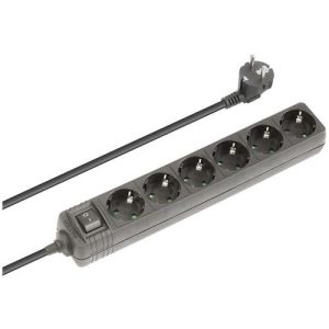 Extensão preta 6 tomadas c/ interruptor 1.5 metros