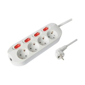Extensão 4 Tomadas Profissional c/ Interruptor p/ cada Tomada (cabo de 1.5mm2 16A – 1.5 metros)