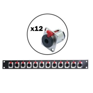 Painel Rack 12x Fichas Jack 6.35mm Fêmea c/ Travamento