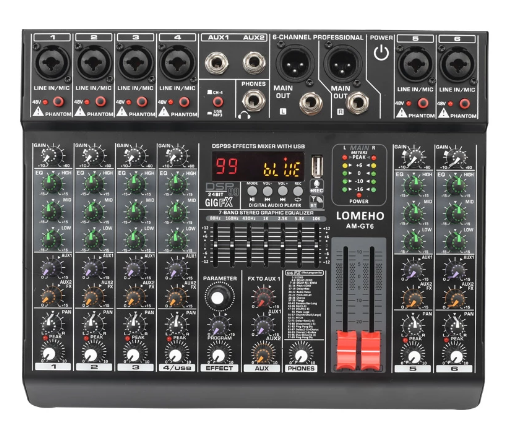 Mesa de Mistura 8 Canais Profissional c/ USB/MP3 Bluetooth DSP Equalizador