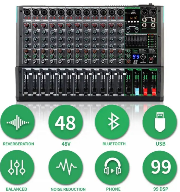 Mesa de Mistura profissional 10 Canais c/ DSP USB MP3 AUX EQ FX MUTE - Image 3