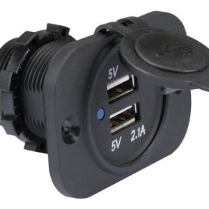 Tomada Dupla USB p/ Painel (12V DC IN. 5V OUT)