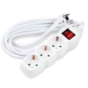 Extensão branca 3 tomadas c/ interruptor 1.5 metros